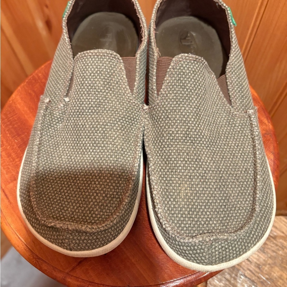 Sanuk men’s khaki slip on loafer casual - Picture 3 of 7